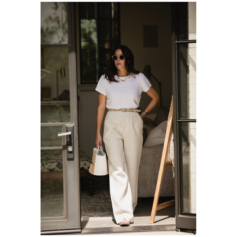 Reformation Wide Leg Pants in Natural Beige